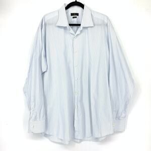 IKE BEHAR Men's Sz 18 34/35 Relaxed Button Down Shirt Long Sleeves Light Blue